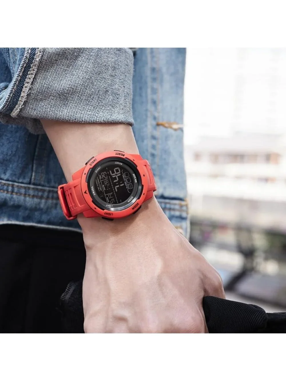 Men's Red Analog Quartz Sports Waterproof Military Casual LED Digital Watch
